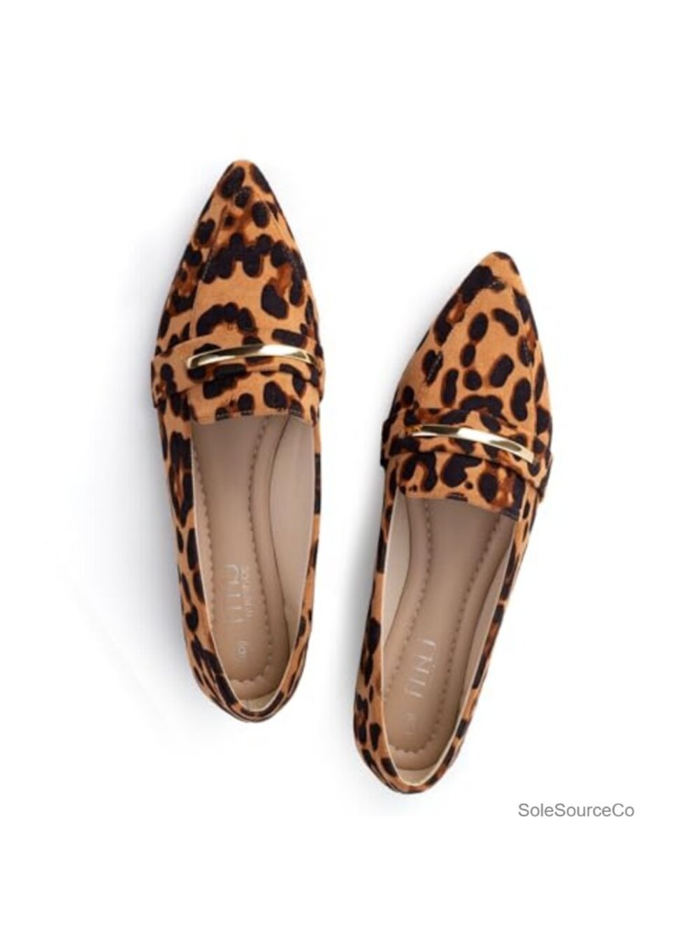 Pointed Toe Loafers Faux Suede Gold Bit Slip On Office Work Flats